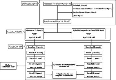 Three-year clinical performance of direct restorations using low-shrinkage Giomer vs. nano-hybrid resin composite